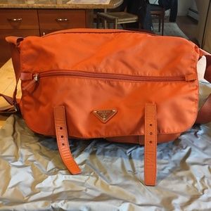 PRADA orange nylon messenger bag